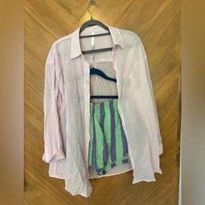 Fabletics Light Pink & Green Beach/Pool Coverup Set